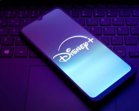 Logo Disney Plus muncul di layar smartphone di Reno, Amerika Serikat, pada 15 Desember 2024.