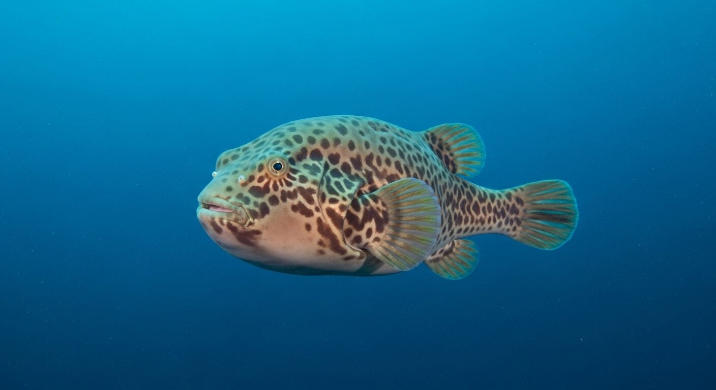 Ikan buntal terlihat berenang di air laut biru jernih