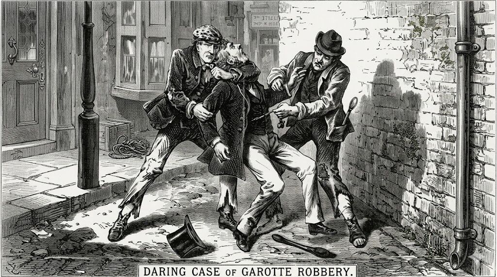 Dua pria mencekik orang ketiga di gang jalan saat terjadi perampokan 