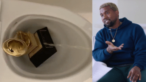 Social Media Reacts to Kanye West Peeing on Grammy Award