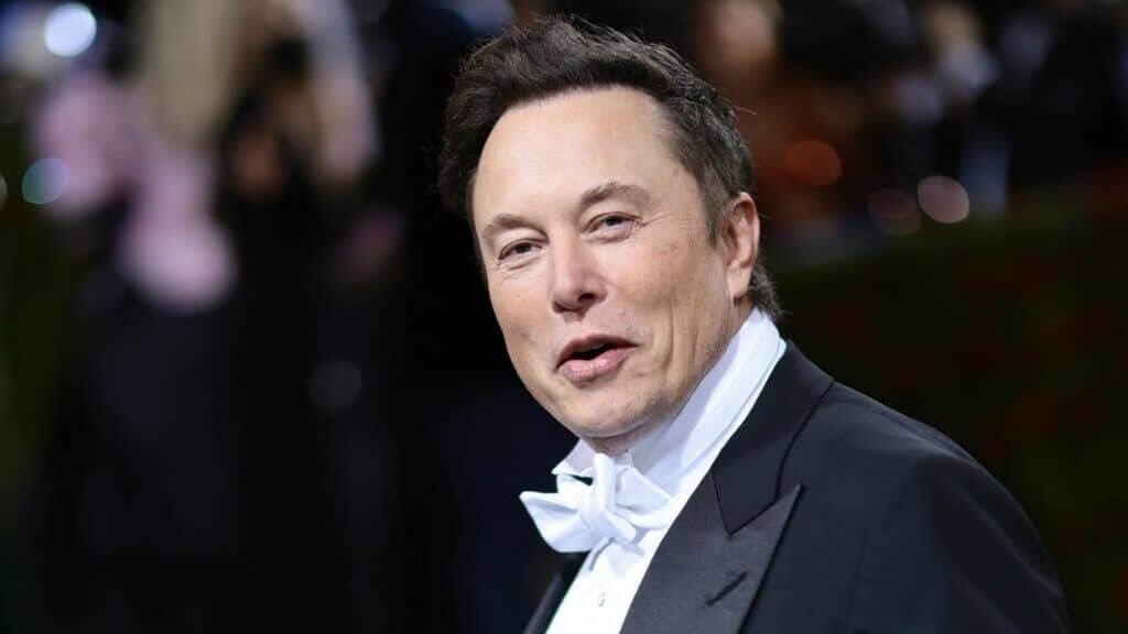 Elon Musk wearing a white bow tie and black tuxedo at a formal event