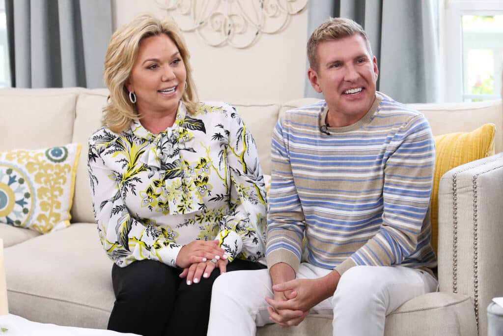 Reality TV Personalities Julie Chrisley (L) and Todd Chrisley (R) visit Hallmark's "Home & Family" at Universal Studios Hollywood on June 18, 2018 in Universal City, California.