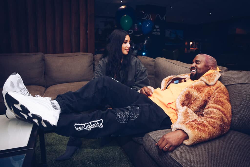 In this handout photo provided by Forum Photos, Kim Kardashian West and Kanye West attend the Travis Scott Astroworld Tour at The Forum on December 19, 2018 in Inglewood, California. 