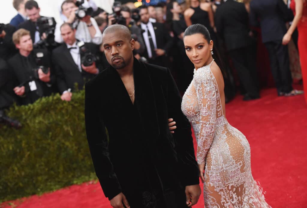 Kanye West (L) and Kim Kardashian attend the "China: Through The Looking Glass" Costume Institute Benefit Gala at the Metropolitan Museum of Art on May 4, 2015 in New York City.