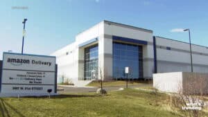 Amazon Delivery hub building with signage at 3507 W. 51st Street under clear sky
