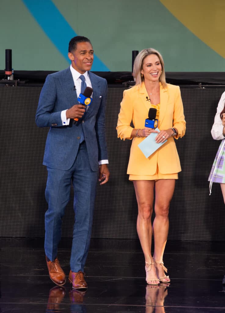 Holmes and Amy Robach attend ABC's "Good Morning America" at SummerStage at Rumsey Playfield, Central Park on July 08, 2022 in New York City.