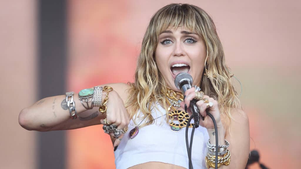 Miley Cyrus performs on the Pyramid Stage on day five of Glastonbury Festival at Worthy Farm, Pilton on June 30, 2019 in Glastonbury, England. Glastonbury is the largest greenfield festival in the world, and is attended by around 175,000 people.  
