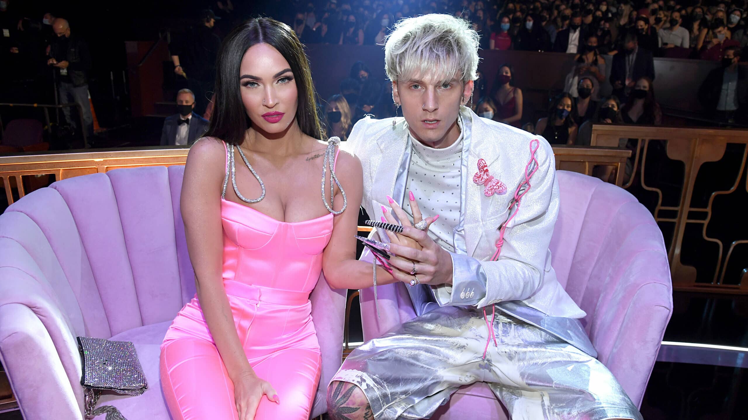 Megan Fox and Machine Gun Kelly attend the 2021 iHeartRadio Music Awards at The Dolby Theatre in Los Angeles, California, which was broadcast live on FOX on May 27, 2021.