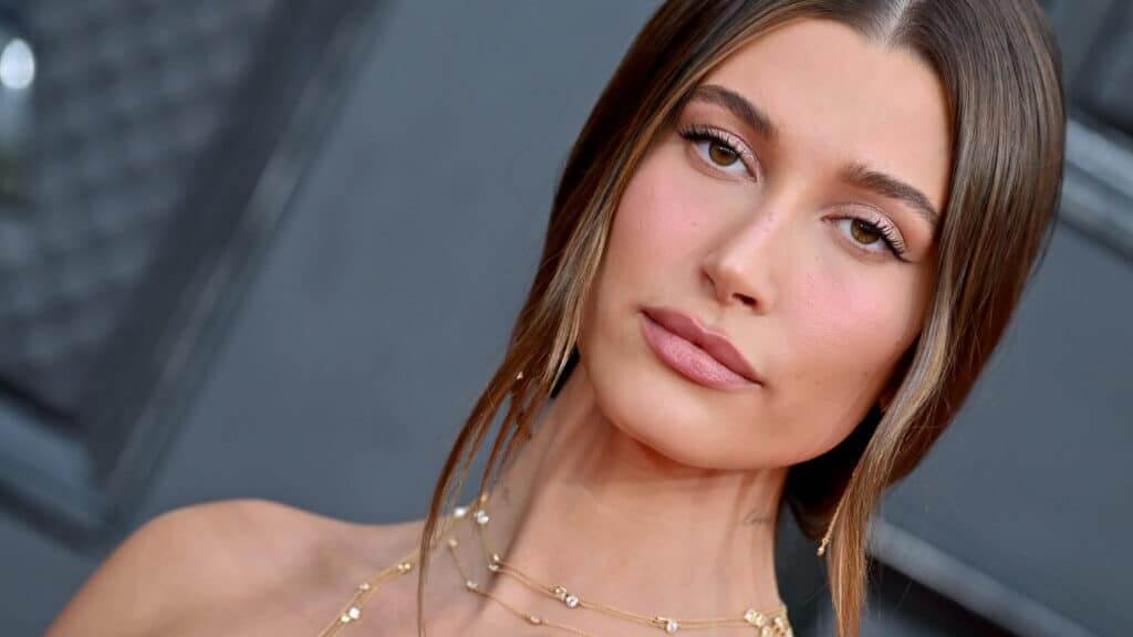 Hailey Bieber attends the 64th Annual GRAMMY Awards at MGM Grand Garden Arena on April 03, 2022 in Las Vegas, Nevada.