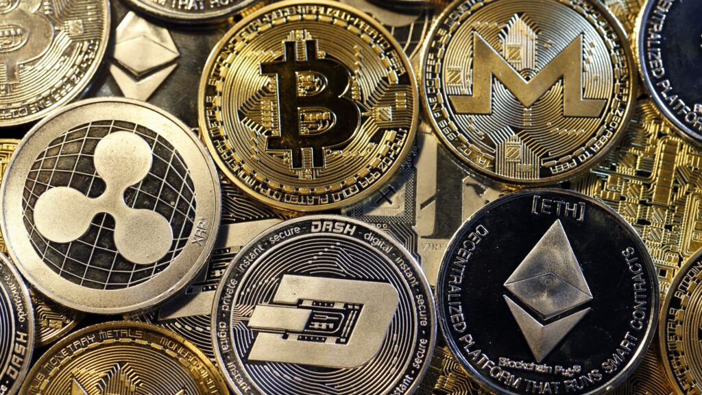 PARIS, FRANCE - FEBRUARY 16: In this photo illustration, a visual representation of digital cryptocurrencies, Bitcoin, Ripple, Ethernum, Dash, Monero and Litecoin is displayed on February 16, 2018 in Paris, France. Digital cryptocurrencies have seen unprecedented growth in 2017, despite remaining extremely volatile.