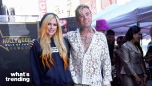 Avril Lavigne and Mod Sun posing together at the Hollywood Walk of Fame event