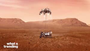 NASA's Perseverance rover descending to Mars surface during landing sequence