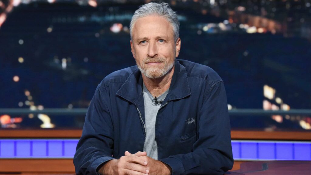 The Late Show with Stephen Colbert and guest Jon Stewart during Monday's June 17, 2019 show.