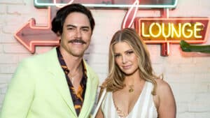 Television personalities Tom Sandoval (L) and Ariana Madix attend the Friends and Family Opening at Schwartz & Sandy's with the cast of "Vanderpump Rules" at Schwartz & Sandy's Lounge on July 26, 2022 in Los Angeles, California.