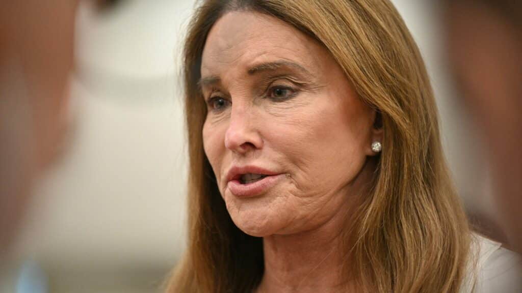 Gubernatorial candidate Caitlyn Jenner speaks to reporters after a Town Hall meeting in Pasadena, California, August 28, 2021, as she campaigns to replace California Gov. Gavin Newsom in the upcoming special recall election. - Jenner addressed about 35 supporters during the Town Hall ahead of the recall election, which will be held on September 14, 2021. The election asks voters to respond two questions: whether Newsom, a Democratic, should be recalled from the office of governor, and who should succeed Newsom if he is recalled. Forty-six candidates, including nine Democrats and 24 Republicans, are looking to take Newsom's place as the governmental leader of California.