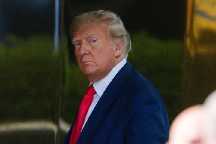 Former U.S. President Donald Trump arrives at Trump Tower in Manhattan on April 3, 2023 in New York City. Trump is scheduled to be arraigned tomorrow at a Manhattan courthouse following his indictment by a grand jury.