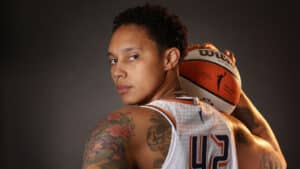 Brittney Griner #42 of the Phoenix Mercury poses for a portrait during the WNBA media day at Footprint Center on May 03, 2023 in Phoenix, Arizona. NOTE TO USER: User expressly acknowledges and agrees that, by downloading and or using this photograph, User is consenting to the terms and conditions of the Getty Images License Agreement.