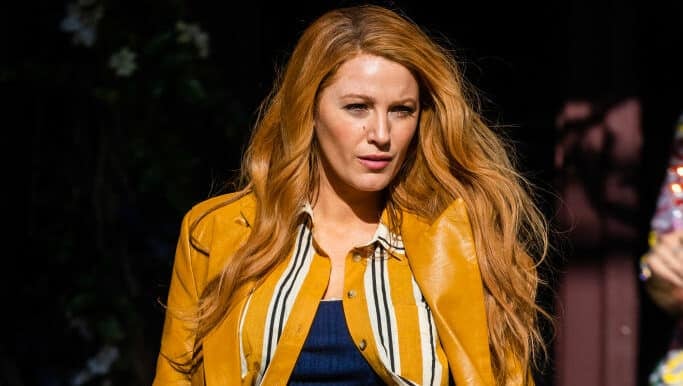 HOBOKEN, NJ - MAY 25: Blake Lively is seen filming "It Ends With Us" on May 25, 2023 in Hoboken, New Jersey.