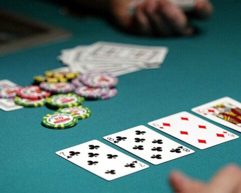 AS VEGAS - MAY 23: Poker players take part in the 2004 World Series of Poker Tournament held at the Binion's Horseshoe Hotel and Casino May 23, 2004 in Las Vegas, Nevada.