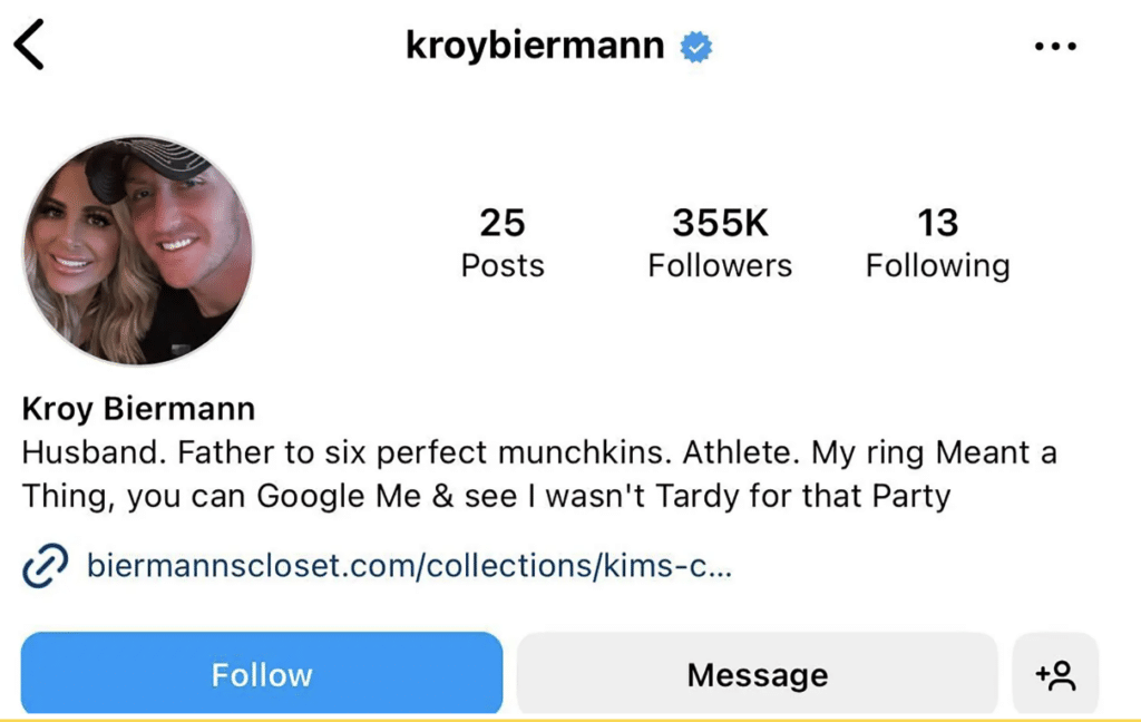 Kroy Biermann, Instagram, Bio