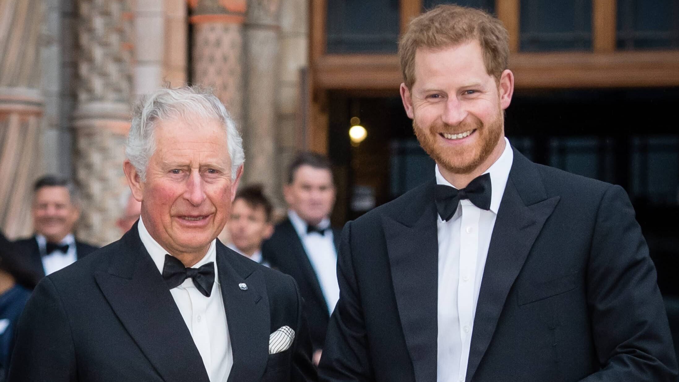 Prince Charles, Prince of Wales and Prince Harry, Duke of Sussex attend the "Our Planet" global premiere at Natural History Museum on April 04, 2019 in London, England.