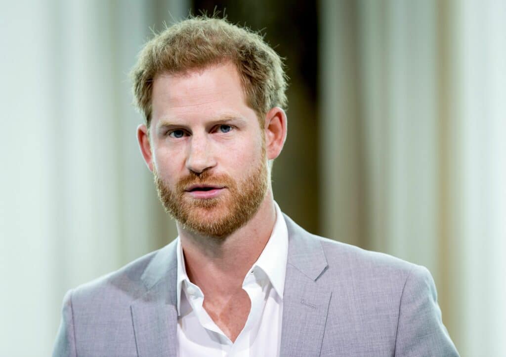 Britain's Prince Harry attends the Adam Tower project introduction and global partnership between Booking.com, SkyScanner, CTrip, TripAdvisor and Visa in Amsterdam on September 3, 2019 an initiative led by the Duke of Sussex to change the travel industry to better protect tourist destinations and communities that depend on it.