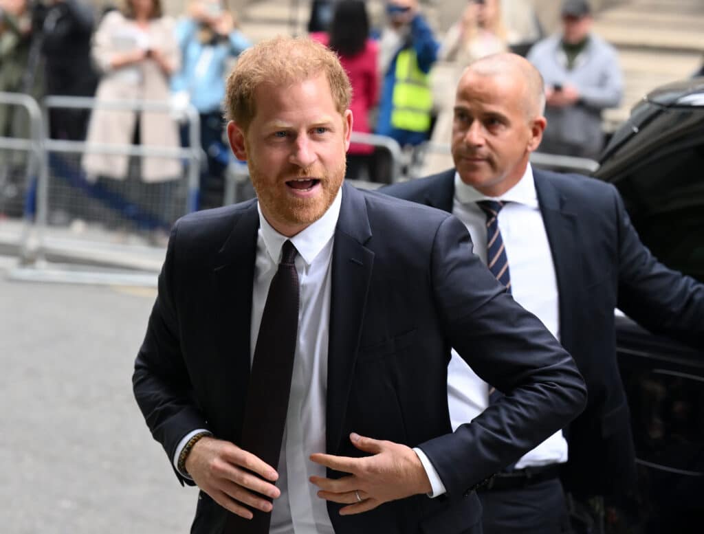 Prince Harry, Duke of Sussex, arrives to give evidence at the Mirror Group Phone hacking trial at the Rolls Building at High Court on June 06, 2023 in London, England. Prince Harry is one of several claimants in a lawsuit against Mirror Group Newspapers related to allegations of unlawful information gathering in previous decades.