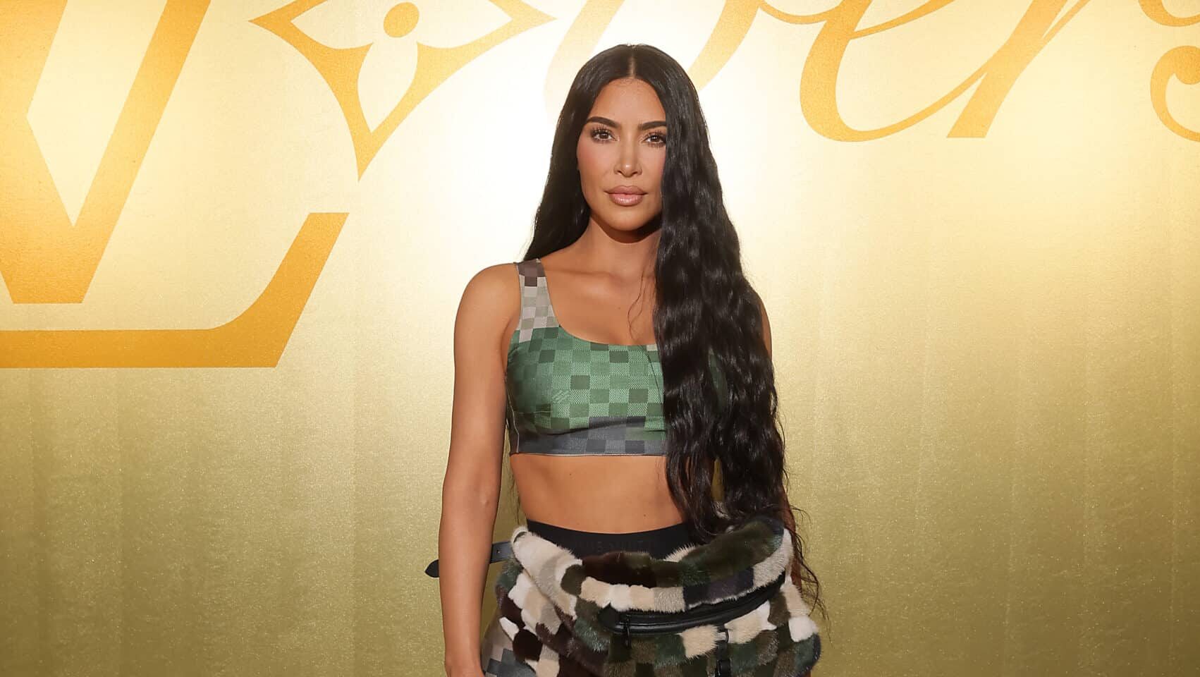 Kim Kardashian Channels Minecraft at Louis Vuitton Men's Show in