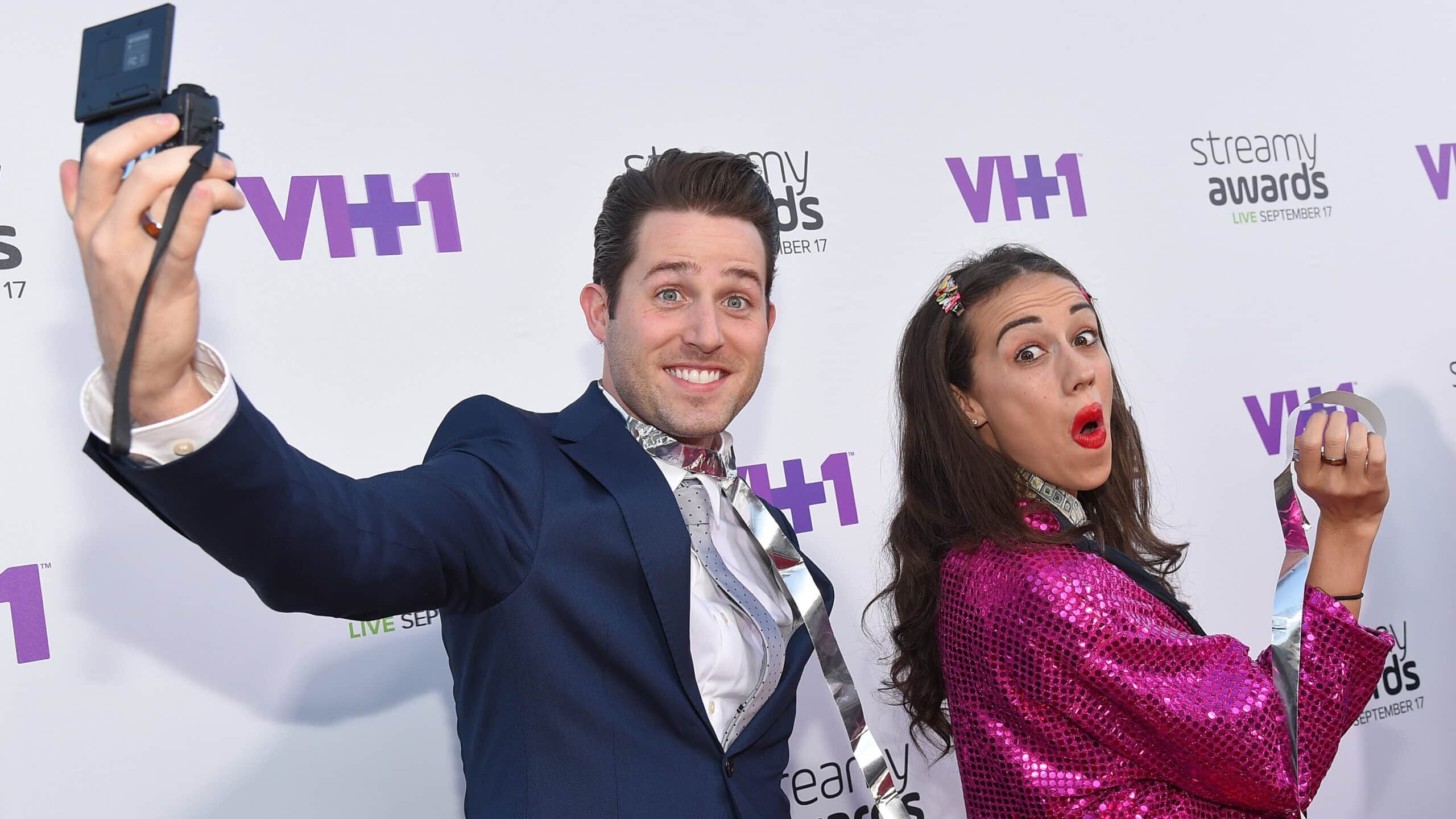 LOS ANGELES, CA - SEPTEMBER 17: Internet personalities Joshua David Evans (L) and Colleen Ballinger, aka Miranda Sings attends VH1's 5th Annual Streamy Awards at the Hollywood Palladium on Thursday, September 17, 2015 in Los Angeles, California.