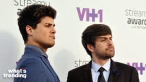 Noah Centineo and Ian Hecox posing on the red carpet at the Streamy Awards event.