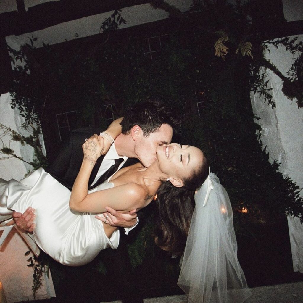 Ariana Grande at her wedding. Photo from Ariana Grande on Instagram.