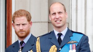 Prince Harry, Duke of Sussex and Prince William, Duke of Cambridge watch a flypast to mark the centenary of the Royal Air Force from the balcony of Buckingham Palace on July 10, 2018 in London, England. The 100th birthday of the RAF, which was founded on on 1 April 1918, was marked with a centenary parade with the presentation of a new Queen's Colour and flypast of 100 aircraft over Buckingham Palace.