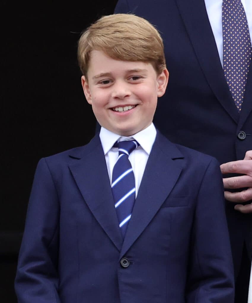 Prince George of Cambridge on the balcony of Buckingham Palace during the Platinum Jubilee Pageant on June 05, 2022 in London, England. The Platinum Jubilee of Elizabeth II is being celebrated from June 2 to June 5, 2022, in the UK and Commonwealth to mark the 70th anniversary of the accession of Queen Elizabeth II on 6 February 1952.