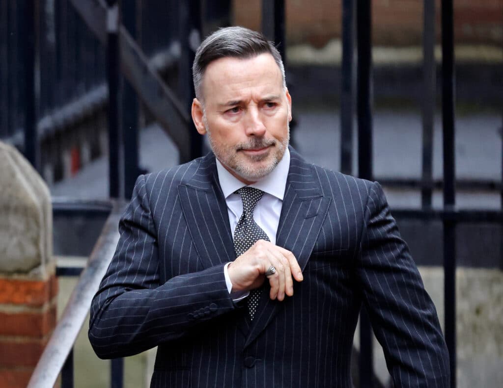 David Furnish arrives at the Royal Courts of Justice on March 29, 2023 in London, England. David Furnish, Sir Elton John and Prince Harry are three of several claimants in a lawsuit against Associated Newspapers, publisher of the Daily Mail.
