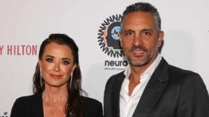 Reality TV Personality Kyle Richards (L) and Mauricio Umansky (R) attend the Homeless Not Toothless Hollywood Event at The Beverly Hilton on April 22, 2023 in Beverly Hills, California.
