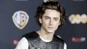LAS VEGAS, NEVADA - APRIL 25: Timothee Chalamet attends the red carpet promoting the upcoming film "Dune: Part Two" at the Warner Bros. Pictures Studio presentation during CinemaCon, the official convention of the National Association of Theatre Owners, at The Colosseum at Caesars Palace on April 25, 2023 in Las Vegas, Nevada.