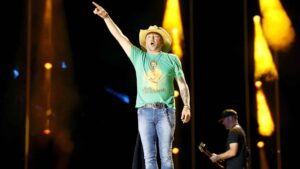 NASHVILLE, TENNESSEE - JUNE 10: Jason Aldean performs on stage during day three of CMA Fest 2023 at Nissan Stadium on June 10, 2023 in Nashville, Tennessee.