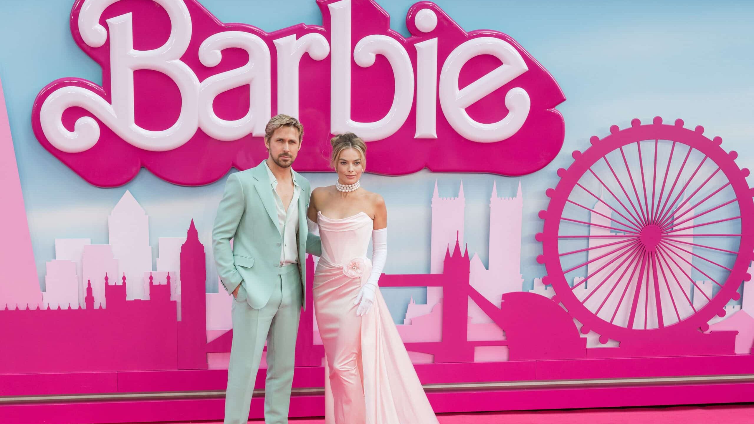 LONDON, UNITED KINGDOM - JULY 12: Margot Robbie (R) and Ryan Gosling attend the European premiere of 'Barbie' at the Cineworld Leicester Square in London, United Kingdom on July 12, 2023.