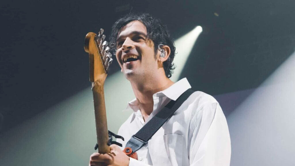 PARIS, FRANCE - JULY 12: Matty Healy of The 1975 performs onstage at L'Oympia on July 12, 2023 in Paris, France.