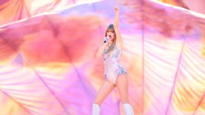 SEATTLE, WASHINGTON - JULY 22: EDITORIAL USE ONLY Taylor Swift performs onstage during the Taylor Swift | The Eras Tour at Lumen Field on July 22, 2023 in Seattle, Washington.