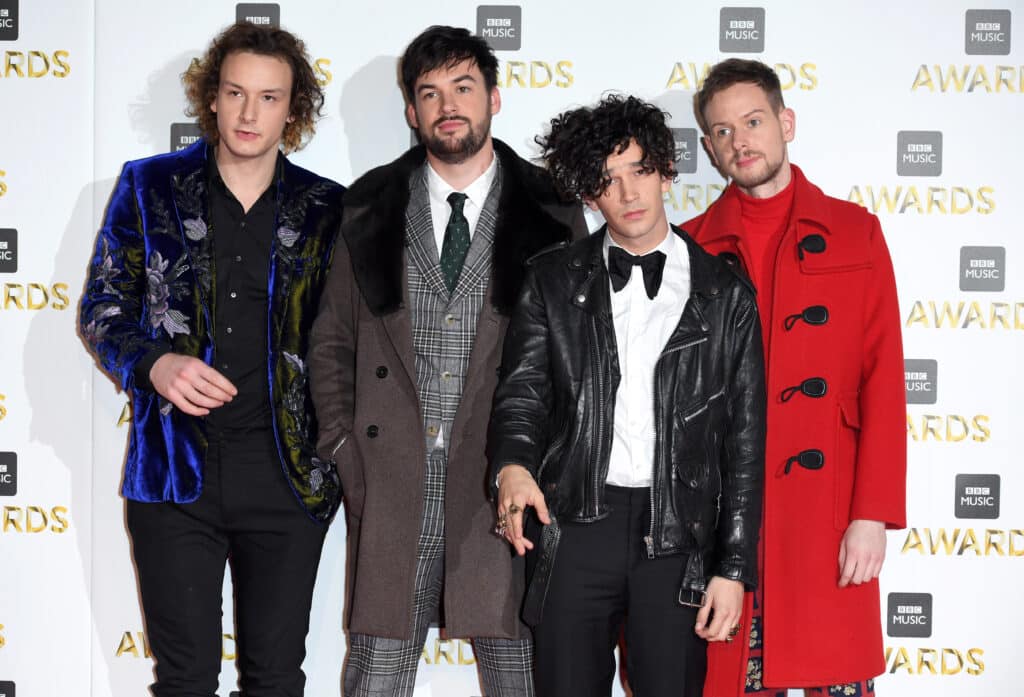 Adam Hann, Matthew Healy, George Daniel and Ross MacDonald of The 1975 attend the BBC Music Awards at ExCel on December 12, 2016 in London, England. 