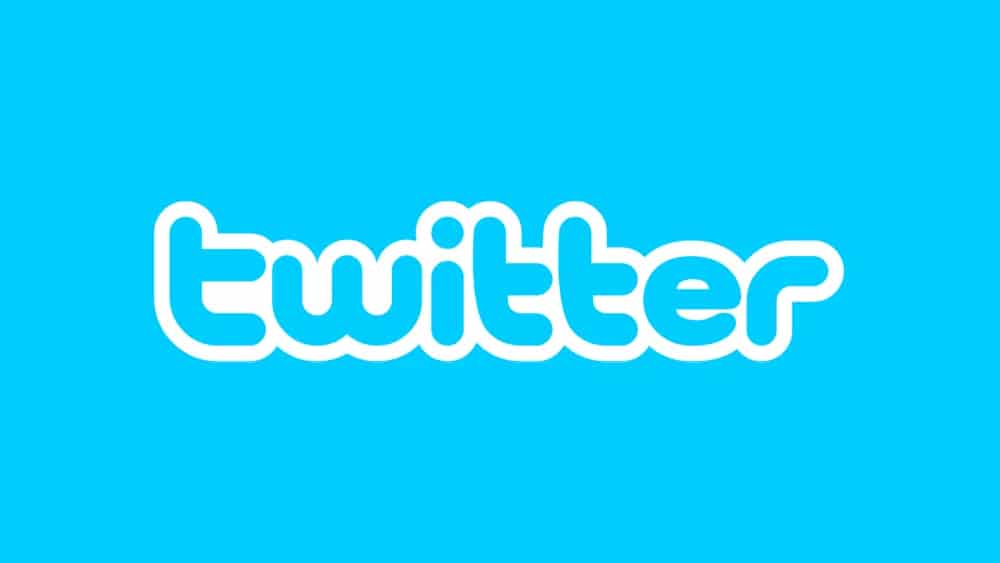 A bright blue bubble-lettered Twitter logo.