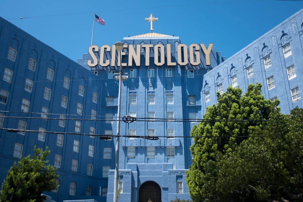 The exterior of the Scientology building on Fountain Avenue, East Hollywood which serves as the groups west coast headquarters. The building was designed by Eastern Columbia architect Claud Beelman, and was a former hospital.