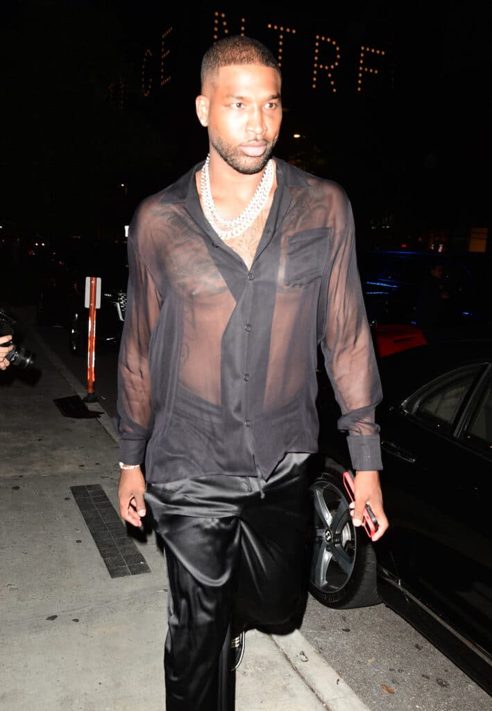 Tristan Thompson is seen arriving at Lionel Messi's debut game on July 21, 2023 in Ft. Lauderdale, Florida