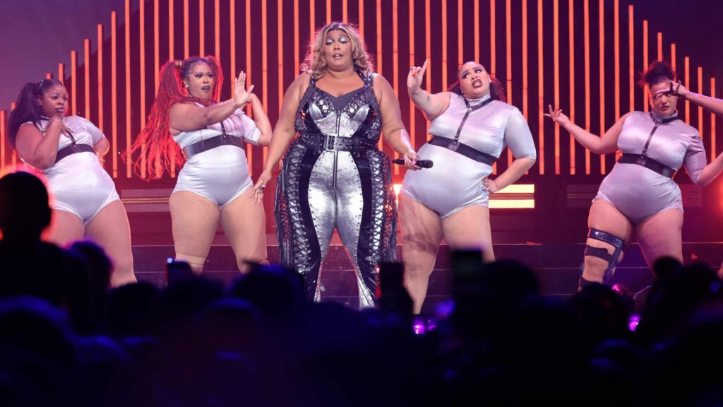 AUCKLAND, NEW ZEALAND - JULY 26: Lizzo performs at Spark Arena on July 26, 2023 in Auckland, New Zealand.
