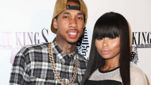 Rapper Tyga (L) and Blac Chyna attend the exclusive press preview of Tyga's new store, Last Kings Flagship Store, on February 20, 2014 in Los Angeles, California.