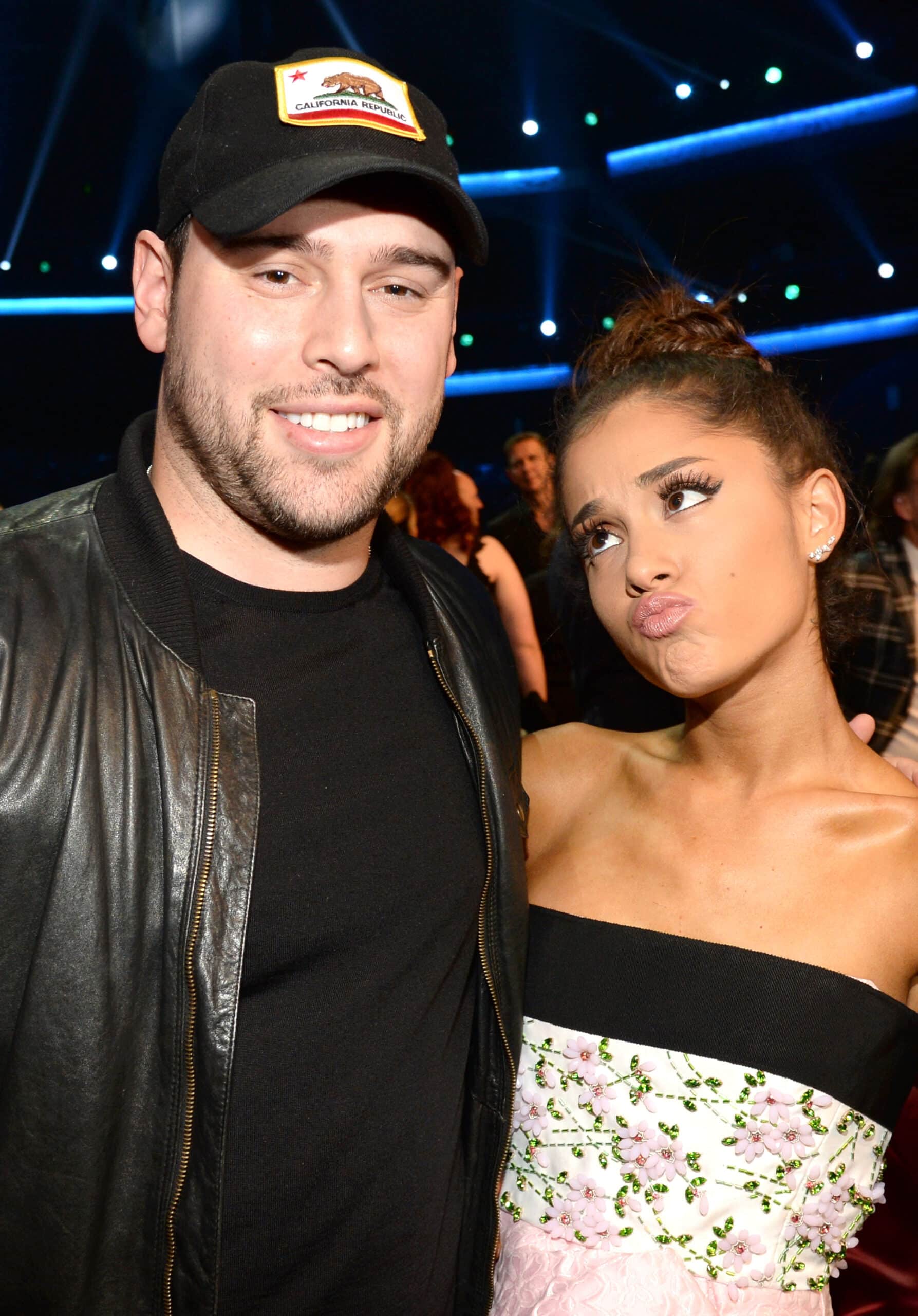 LOS ANGELES, CA - NOVEMBER 22: Scooter Braun and Ariana Grande attend the 2015 American Music Awards at Microsoft Theater on November 22, 2015 in Los Angeles, California.
