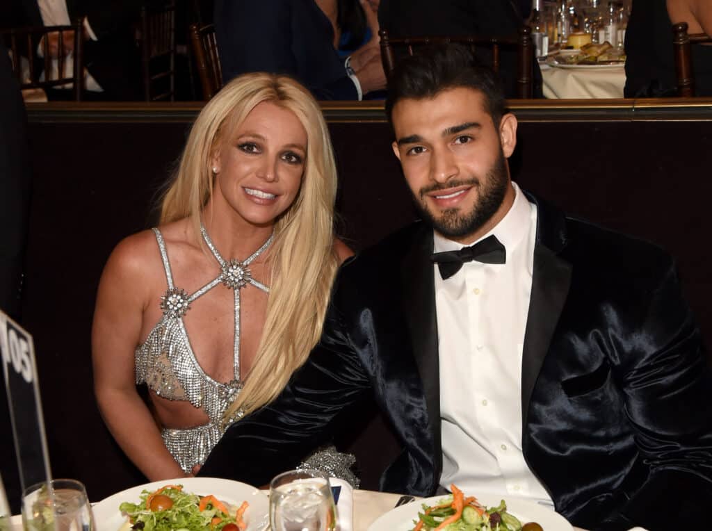 Honoree Britney Spears (L) and Sam Asghari attend the 29th Annual GLAAD Media Awards at The Beverly Hilton Hotel on April 12, 2018 in Beverly Hills, California.