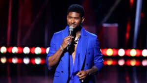 In this image released on May 27, Usher speaks onstage at the 2021 iHeartRadio Music Awards at The Dolby Theatre in Los Angeles, California, which was broadcast live on FOX on May 27, 2021.