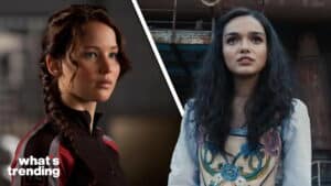 Jennifer Lawrence as Katniss Everdeen in The Hunger Games and Alia Bhatt in a colorful embroidered top from Gangubai Kathiawadi